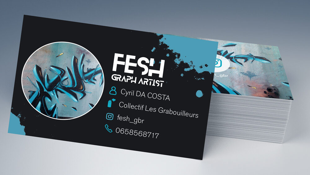 Carte de visite graffeur FESH by roxane chanpao graphiste à Tours